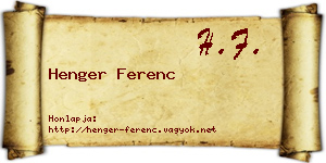 Henger Ferenc névjegykártya